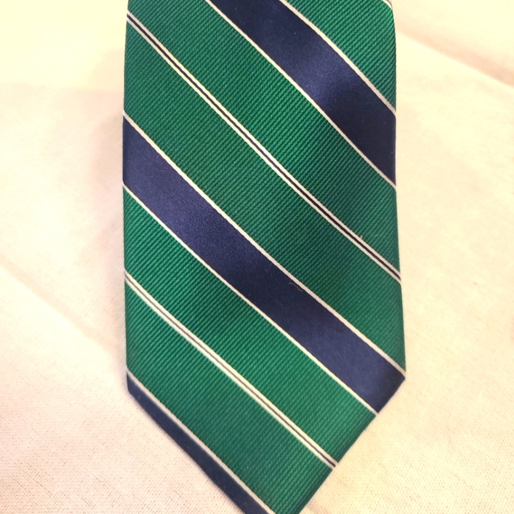 Tommy Hilfiger Neck Tie Green and Navy Blue Stripes